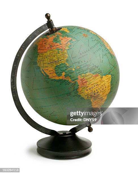 antiqued globe - noord zuid amerika stockfoto's en -beelden