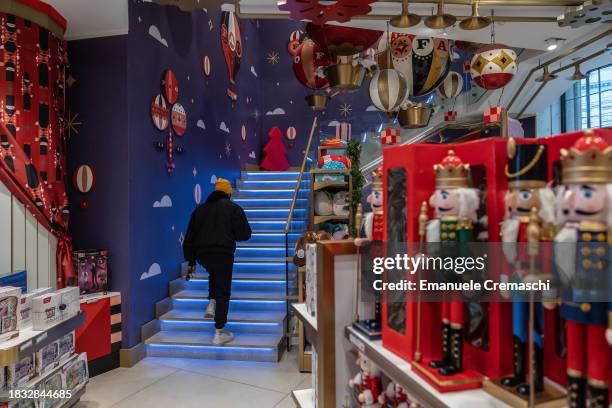 Man visits the American toy brand Fao Schwarz flagship store on December 05, 2023 in Milan, Italy.