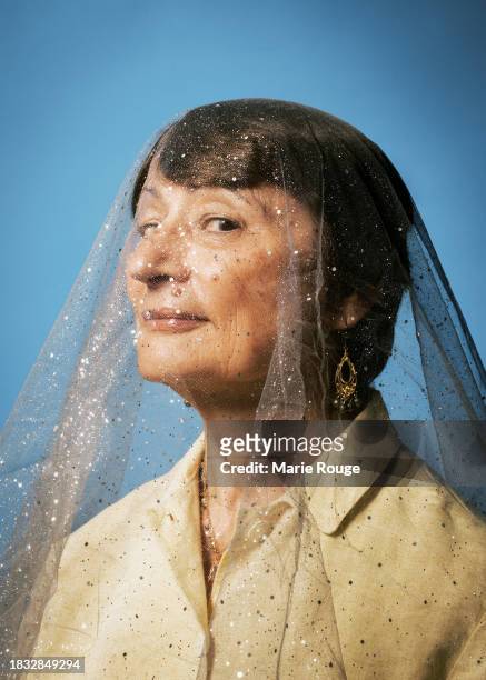 Writer, Art Critic and Curator Catherine Millet poses for a portrait shoot on September 7, 2022 in Paris, France.