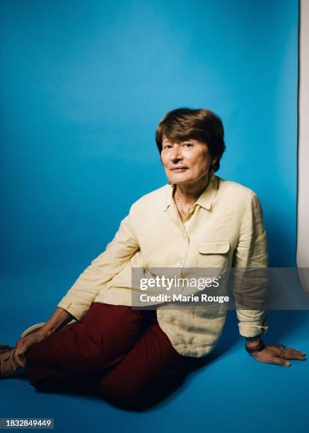 Writer, Art Critic and Curator Catherine Millet poses for a portrait shoot on September 7, 2022 in Paris, France.