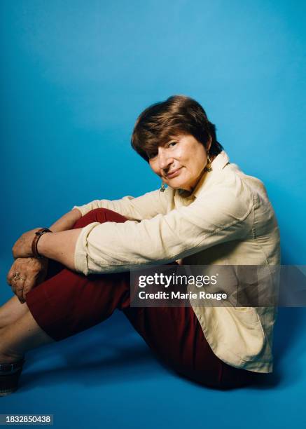 Writer, Art Critic and Curator Catherine Millet poses for a portrait shoot on September 7, 2022 in Paris, France.