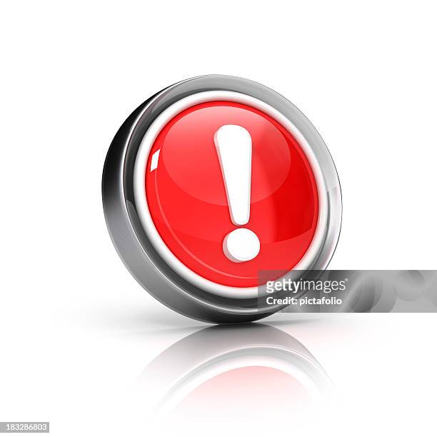 red symbol conveying an error message - warning sign 3d stock pictures, royalty-free photos & images