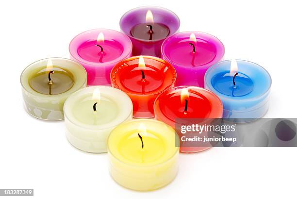 tea light candles - tealight stock pictures, royalty-free photos & images