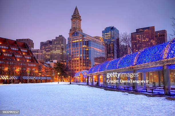 holidays in boston - massachusetts winter stock pictures, royalty-free photos & images