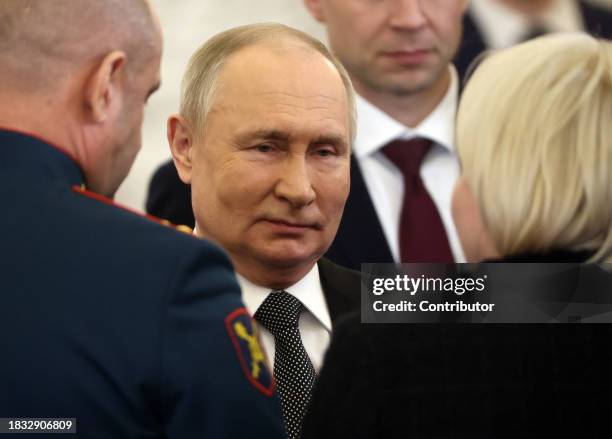 Russian President Vladimir Putin is seen during the award ceremony marking the Heroes of Russia Day on December 8 in Moscow, Russia. Putin said after...