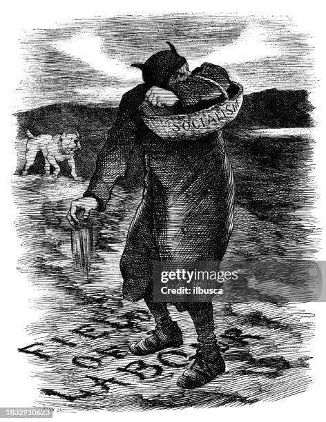 british satire caricature comic cartoon illustration - socialism stock illustrations