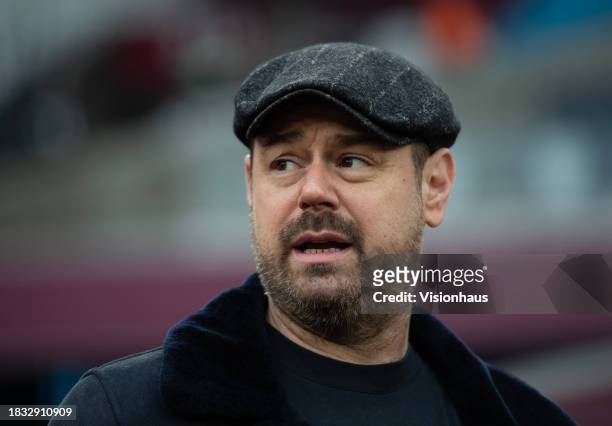 West Ham United supporter and actor Danny Dyer is seen prior to the Premier League match between West Ham United and Crystal Palace at London Stadium...