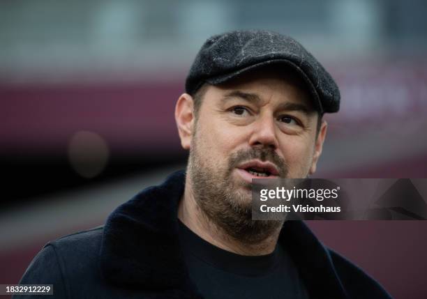 West Ham United supporter and actor Danny Dyer is seen prior to the Premier League match between West Ham United and Crystal Palace at London Stadium...