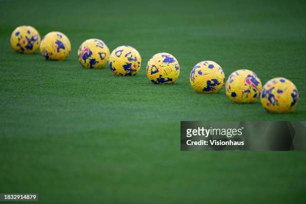 Pile of official Premier League Nike footballs are seen prior to the Premier League match between West Ham United and Crystal Palace at London...