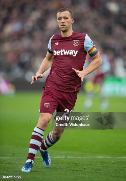 Tomas Soucek of West Ham United during the Premier League match between West Ham United and Crystal Palace at London Stadium on December 3, 2023 in...