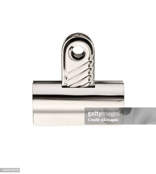 silver bulldog clip with clipping path - clip stock pictures, royalty-free photos & images