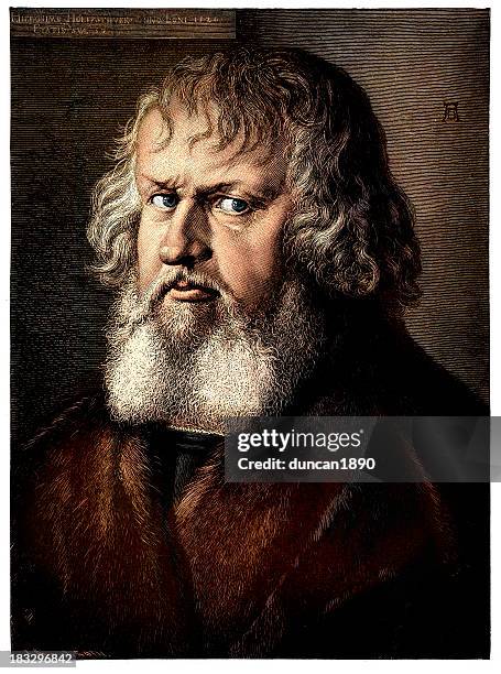 portrait of hieronymus holzschuher - fine art portrait stock illustrations