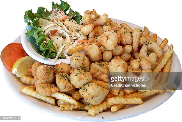 fried seafood platter - seafood platter stock pictures, royalty-free photos & images