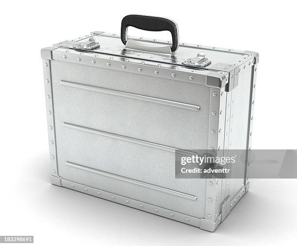 metal suitcase - briefcase isolated stockfoto's en -beelden