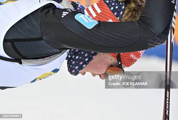 Germany's Selina Grotian takes her breath after finishing the women's 7,5 km sprint event of the IBU Biathlon World Cup in Hochfilzen, Austria, on...