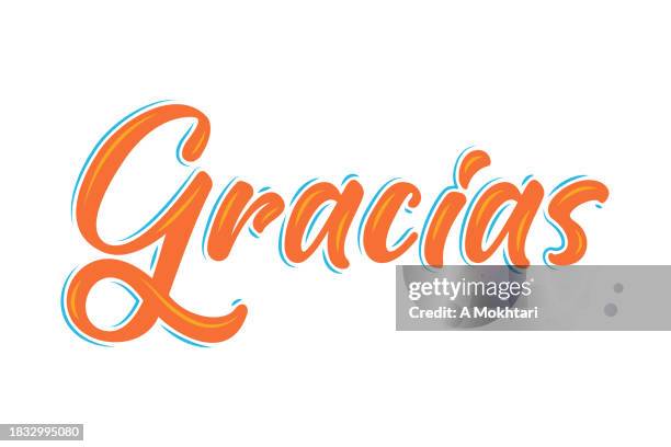 thnak you in spanish “gracias”, creative and elegant style. - gracias stock-grafiken, -clipart, -cartoons und -symbole