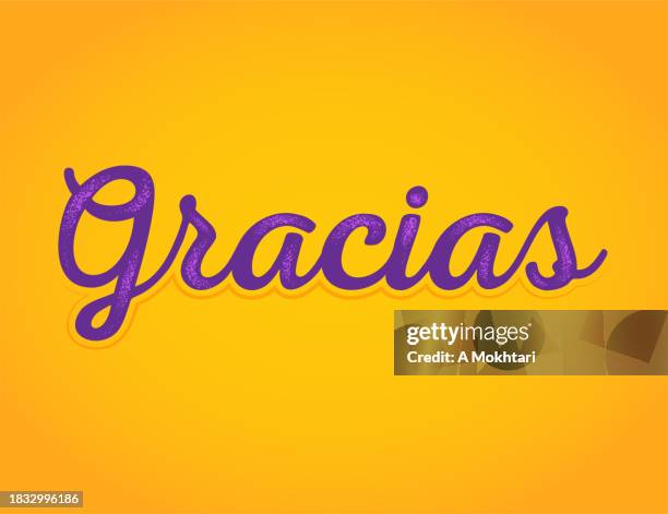 thnak you in spanish “gracias”, creative and elegant style. - gracias stock-grafiken, -clipart, -cartoons und -symbole