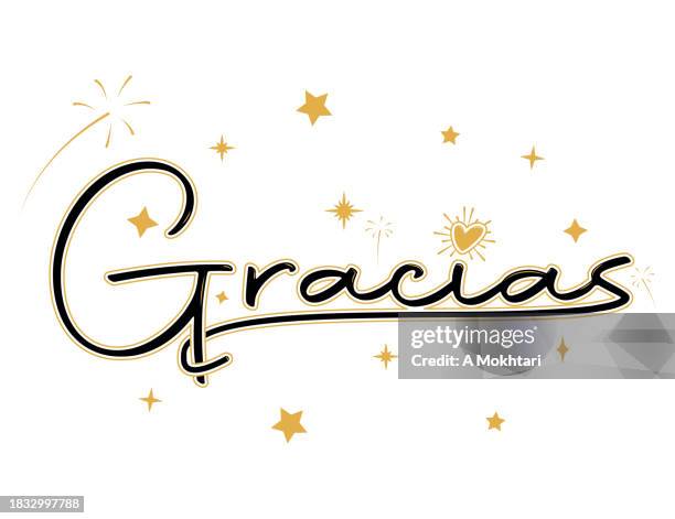 thnak you in spanish “gracias”, creative and elegant style. - gracias stock illustrations