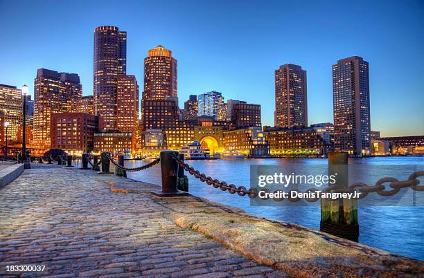 boston massachusetts waterfront - boston massachusetts skyline stock pictures, royalty-free photos & images