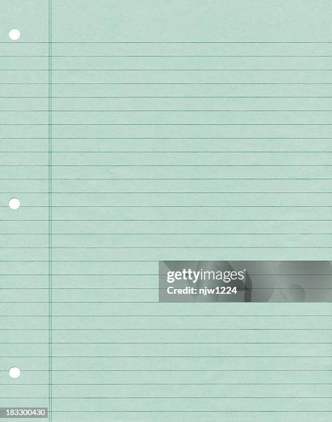 green ruled note paper - hole punch stock pictures, royalty-free photos & images