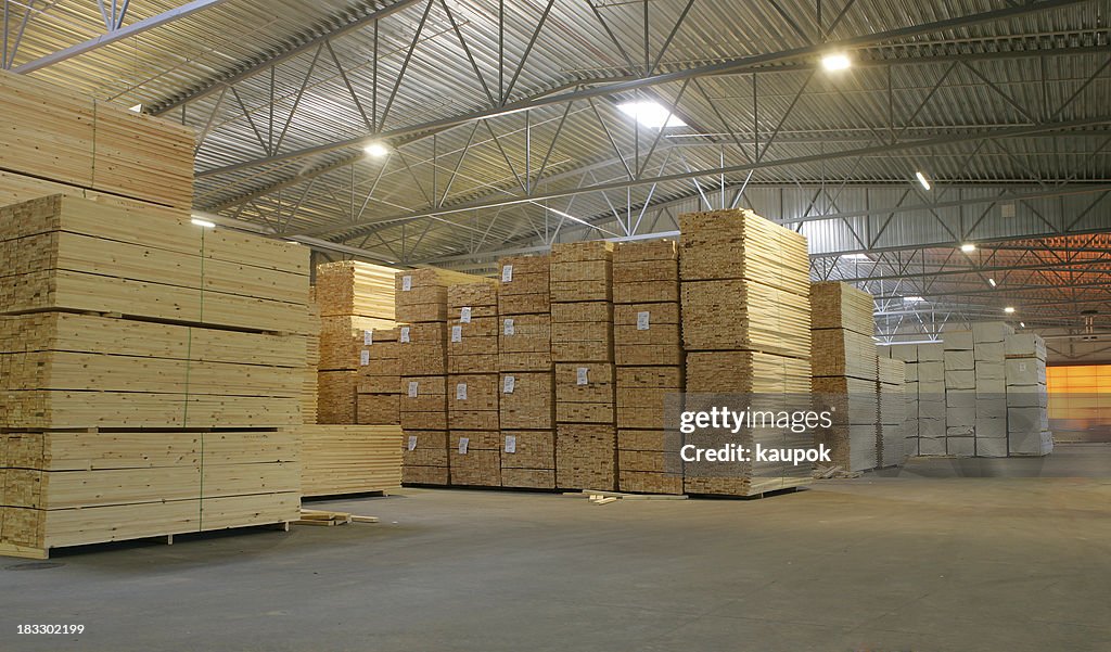 Woodsupply in a warehouse
