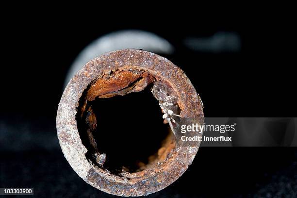 rostige galvinized pipe - rusty stock-fotos und bilder