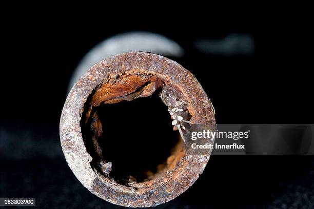 rusty galvinized pipe - rust in pipes stock pictures, royalty-free photos & images