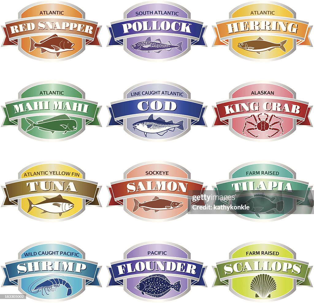 Seafood labels or stickers