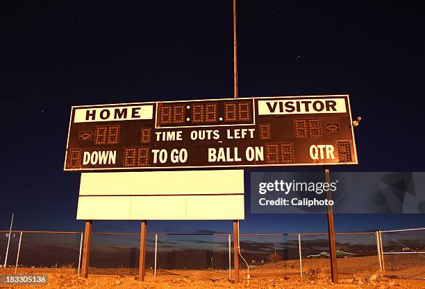 football scoreboard at night - electronic scoreboard stock pictures, royalty-free photos & images