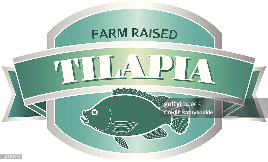 Tilapia seafood label or sticker