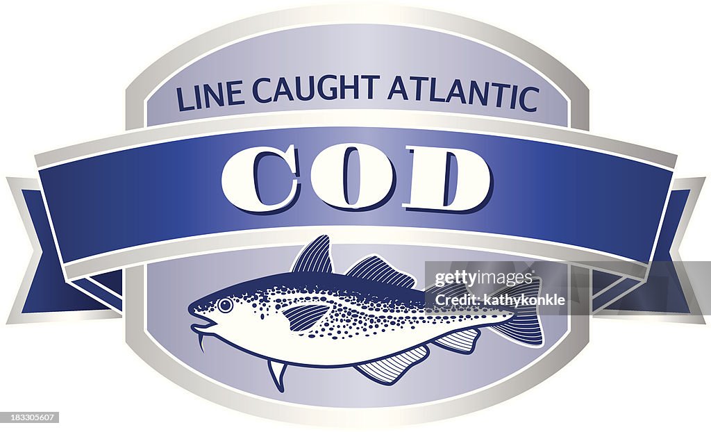 Cod fish seafood label or sticker