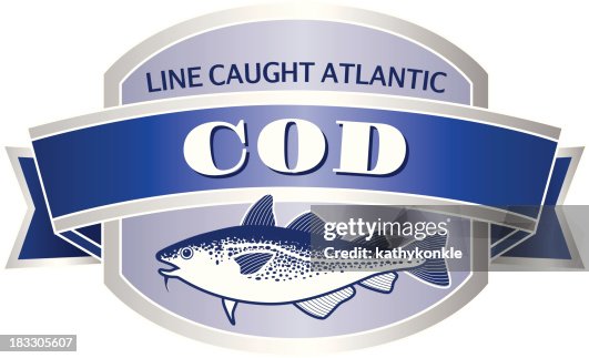 Cod fish seafood label or sticker Cod fish seafood label or sticker