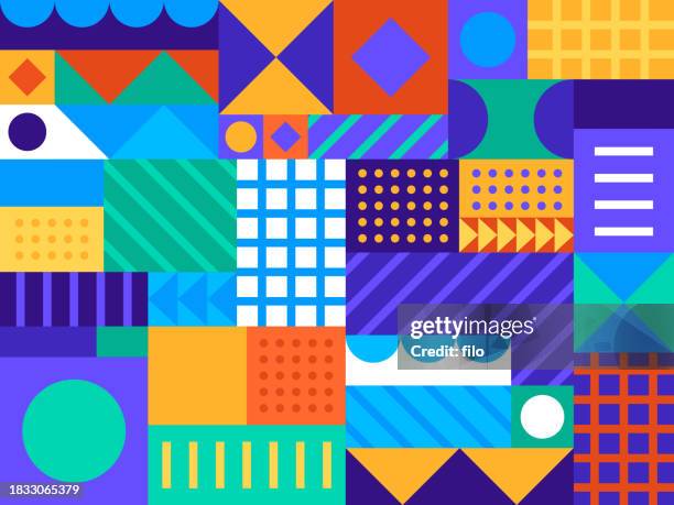 moderner musterformen abstrakter hintergrund - quilt stock-grafiken, -clipart, -cartoons und -symbole