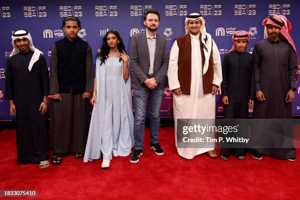 Azzam Nemr, guest, Tulin Essam, Abu Bakr Shawky, guest, Omar Alatawi and guest attend the screening of "Hajjan" during the Red Sea International Film...