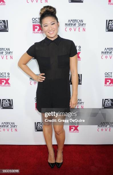 Actress Jenna Ushkowitz arrives at the Los Angeles premiere of FX's "American Horror Story: Coven" at Pacific Design Center on October 5, 2013 in...