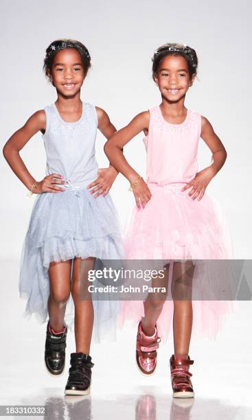 Jessie James Combs and D'Lila Star Combs walk the Ooh! La La! preview during the Swarovski at petiteParade NY Kids Fashion Week in Collaboration with...