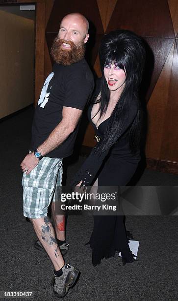 Entertainer Elvira and Antony Walker attend 'Elvira's Sinema Seance' show on October 5, 2013 at Knott's Scary Farm in Buena Park, California.
