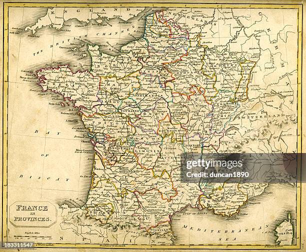 antquie map of france in provinces - loire valley 幅插畫檔、美工圖案、卡通及圖標