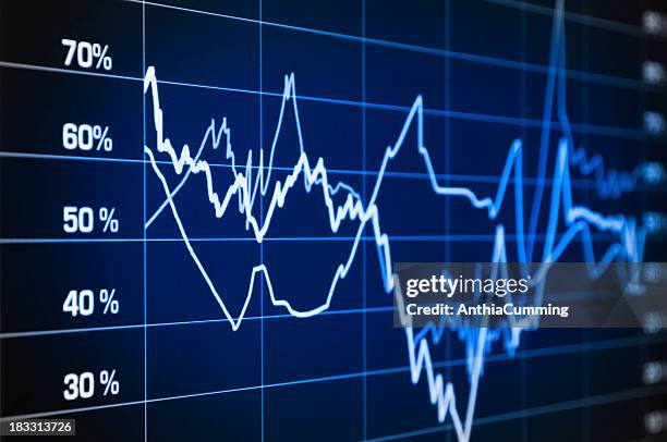 performance chart with percentage scale on computer screen - performance chart stock pictures, royalty-free photos & images