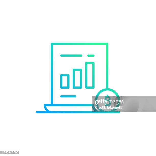 bitcoin market analysis gradient line icon. the icon is suitable for web design, mobile apps, ui, ux, and gui design. - market volatility chart stock illustrations