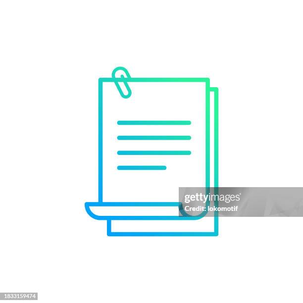 document with attachment gradient line icon. the icon is suitable for web design, mobile apps, ui, ux, and gui design. - binder clip stock illustrations