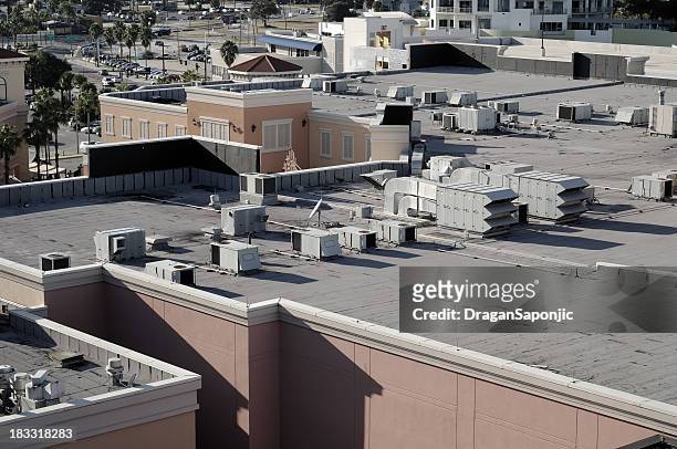 roof with air condition systems installed - flat stock pictures, royalty-free photos & images