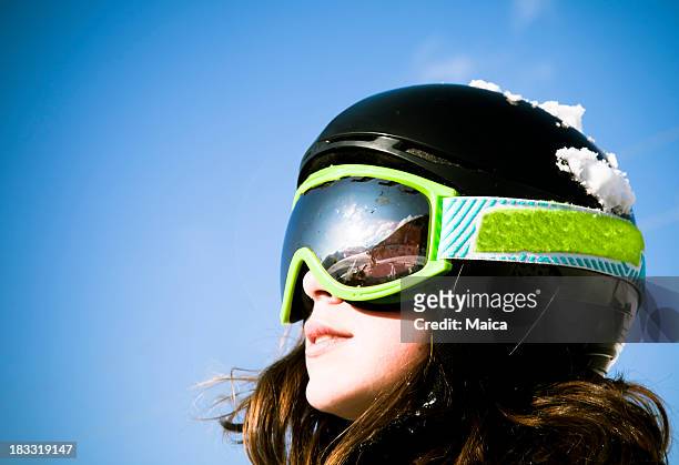rosto de jovem esquiador - ski closeup imagens e fotografias de stock