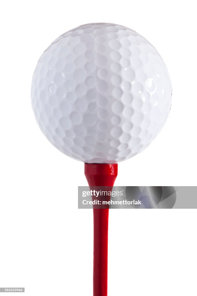 Golf Ball on the red tee