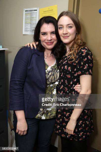 Author Stephenie Meyer and Saoirse Ronan at Cast of 'The Host' Book Signing and Fan Event held at The Grove, on Friday, March 2013 in Los Angeles.