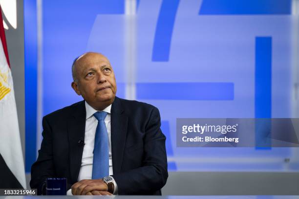 Sameh Shoukry, Egypt's foreign affairs minister, during an event at the Atlantic Council in Washington, DC, US, on Friday, Dec. 8, 2023. Shoukry,...