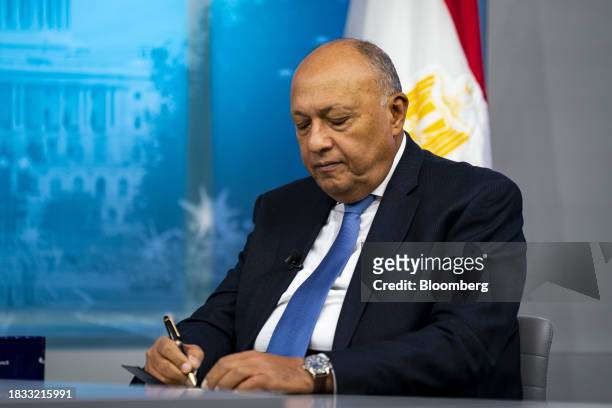 Sameh Shoukry, Egypt's foreign affairs minister, during an event at the Atlantic Council in Washington, DC, US, on Friday, Dec. 8, 2023. Shoukry,...