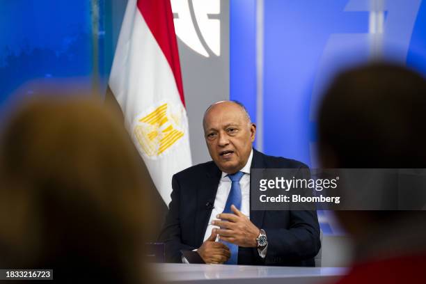 Sameh Shoukry, Egypt's foreign affairs minister, speaks during an event at the Atlantic Council in Washington, DC, US, on Friday, Dec. 8, 2023....