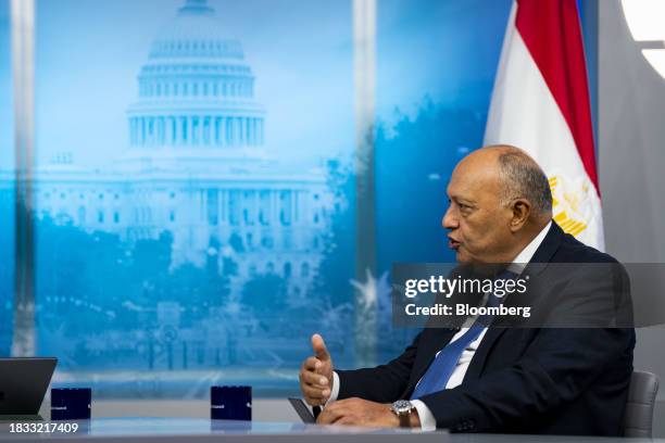 Sameh Shoukry, Egypt's foreign affairs minister, speaks during an event at the Atlantic Council in Washington, DC, US, on Friday, Dec. 8, 2023....