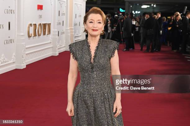 Lesley Manville attends "The Crown" Season 6 finale celebration at The Royal Festival Hall on December 5, 2023 in London, England.
